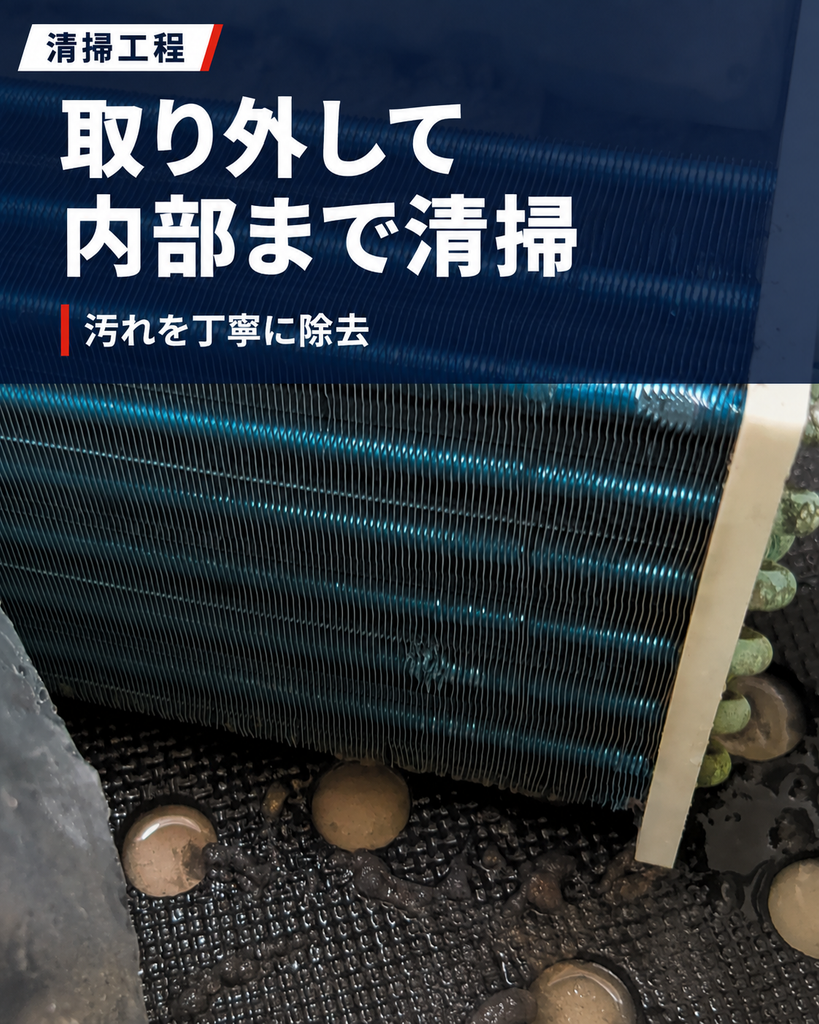 取り外して内部の汚れを除去したヒートポンプ